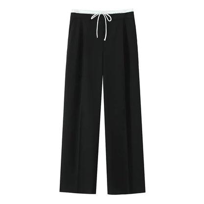 Damen Wide-Leg Hose mit hohem Bund und Tunnelzug, Weites Bein