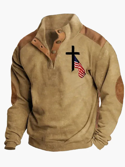 Herren Pullover mit Western Motiv und Digitaldruck – Vintage Cowboy Style, Winter Freizeit Sweater