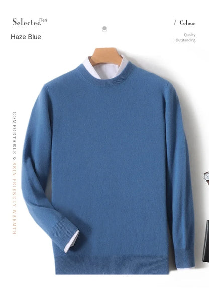 Herren Rundhals Pullover Langarm Feinstrick Basic