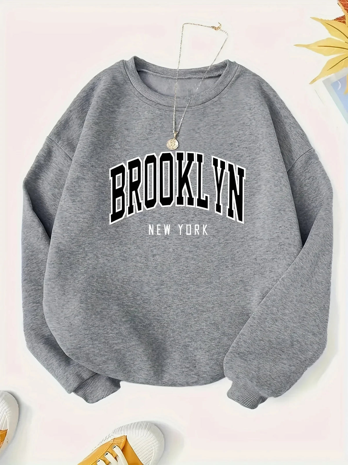 Unisex Sweatshirt mit Rundhalsausschnitt und „BROOKLYN NEW YORK“-Print