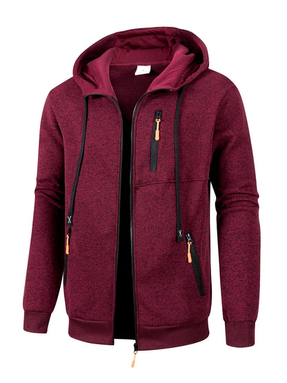 Herren Kapuzenjacke mit Reißverschluss und Taschen Warm
