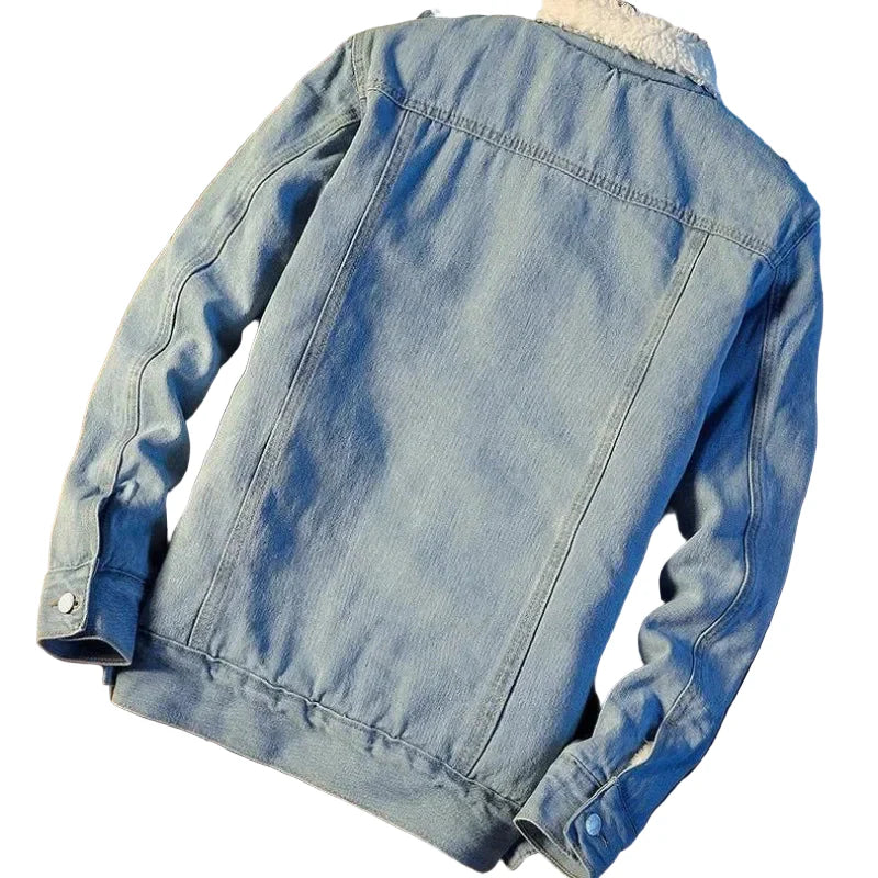 Herren Lässige Sherpa-gefütterte Denim Jacke für Herbst und Winter – Freizeitmode mit Komfort