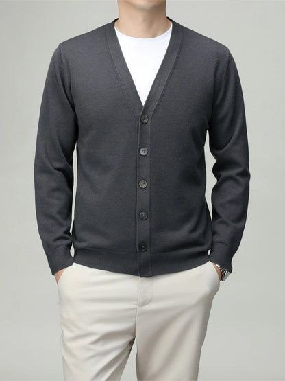 Herren Strickjacke V-Ausschnitt Knopfleiste