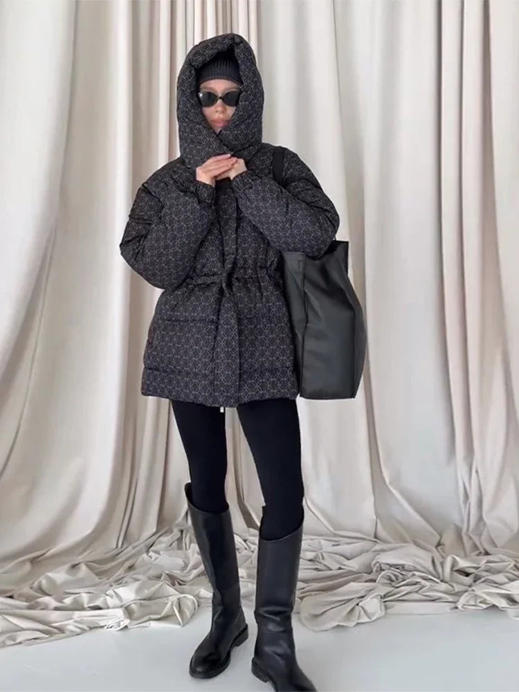 Damen Steppjacke mit Kapuze und Kordelzug, gepolstert, versch. Muster