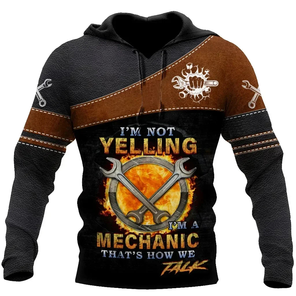 Unisex Kapuzenpullover Hoodie Mechaniker-Motiv Maschinen & Werkzeuge