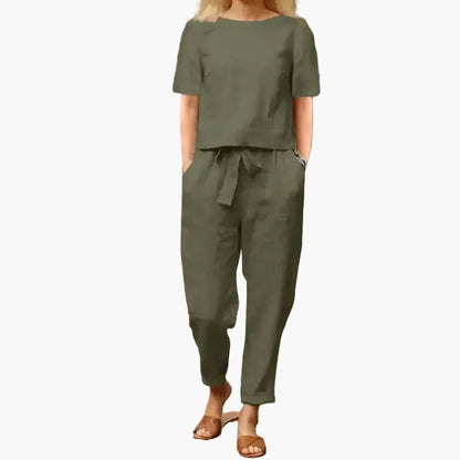 Damen Sommer Zweiteiler Set – Modisches Freizeit Outfit mit Lockerem Oberteil und Hose