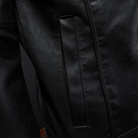 Herren Veganem Lederjacke im modernen Moto-Stil für Freizeit und Alltag
