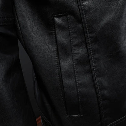 Herren Veganem Lederjacke im modernen Moto-Stil für Freizeit und Alltag