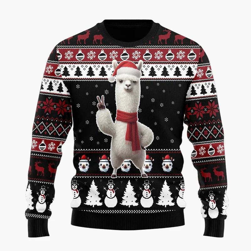 Unisex Weihnachts-Pullover "Cooles Lama" – Festlicher Strickpulli für Damen & Herren