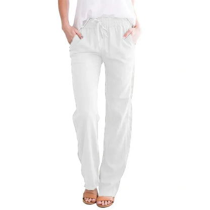 Damen Freizeithose mit weitem Bein, Kordelzug und elastischem Bund