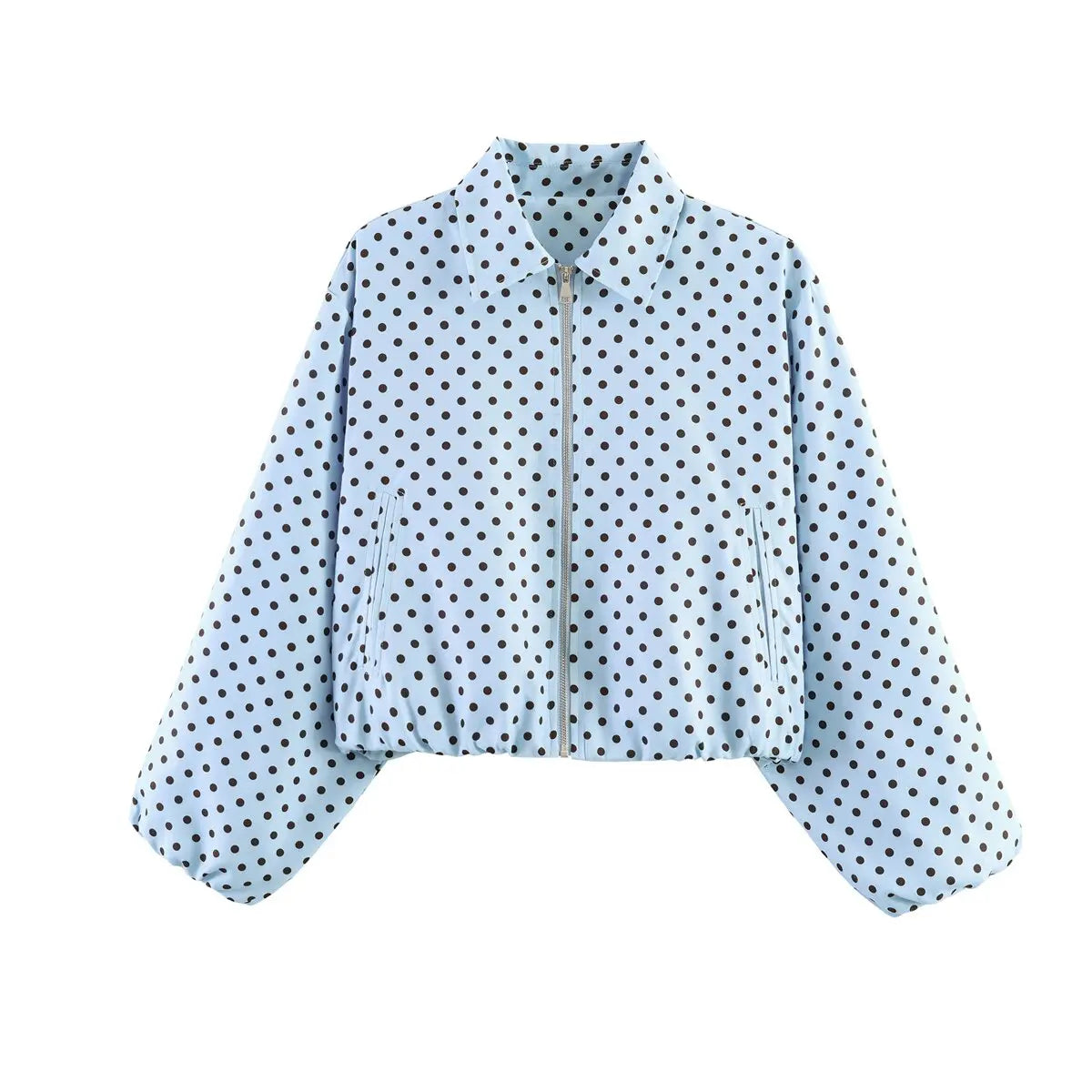 Damen Cropped Jacke Reißverschluss Stehkragen Langarm