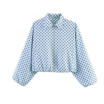 Damen Cropped Jacke Reißverschluss Stehkragen Langarm