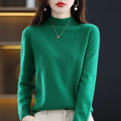 Damen Pullover Stehkragen Langarm Feinstrick Basic