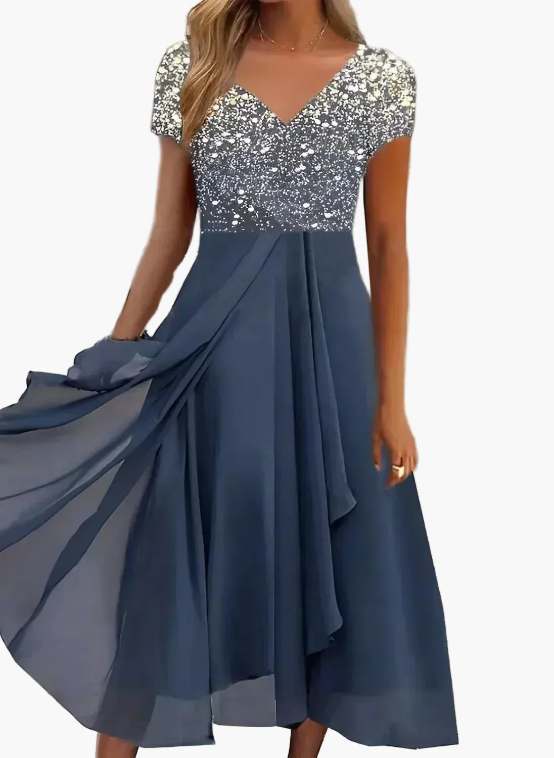 Damen Abendkleid mit floralem Akzent – Elegantes Maxikleid für besondere Anlässe