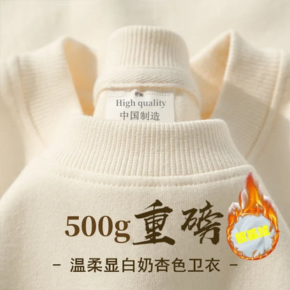Unisex Langarm Sweatshirt Pullover mit Rundhalsausschnitt warm gefüttert