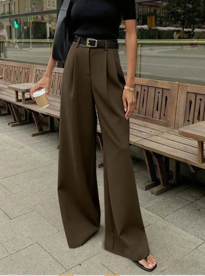 Damen Weite Hose mit Hohem Bund – Elegante Palazzo Hose