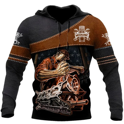 Unisex Kapuzenpullover Hoodie Mechaniker-Motiv Maschinen & Werkzeuge
