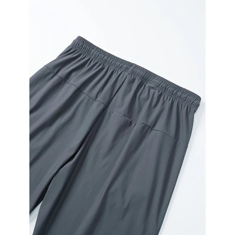 Herren Freizeithose Grau mit Reißverschlusstaschen Elastischer Bund