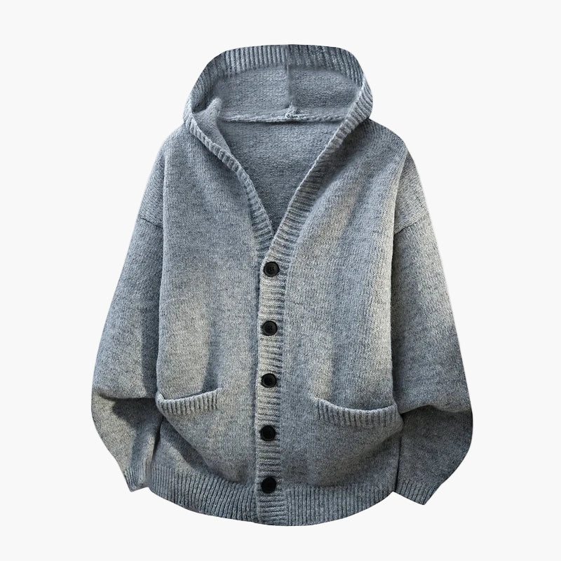 Herren Strickjacke mit Kapuze und Knopfleiste – Lässiger Cardigan für Alltag und Freizeit