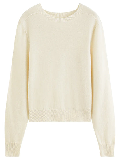 Damen Pullover Rundhals Langarm Strickpullover
