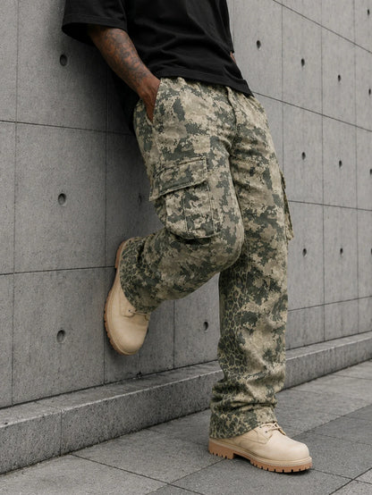 Cargohose für Herren, weiter Schnitt, Camouflage-Muster