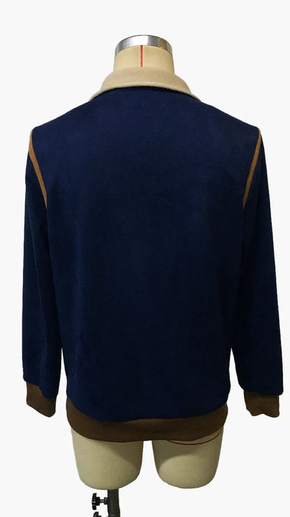 Herren Vintage Patchwork Fleece Pullover – Retro Style für Herbst und Winter