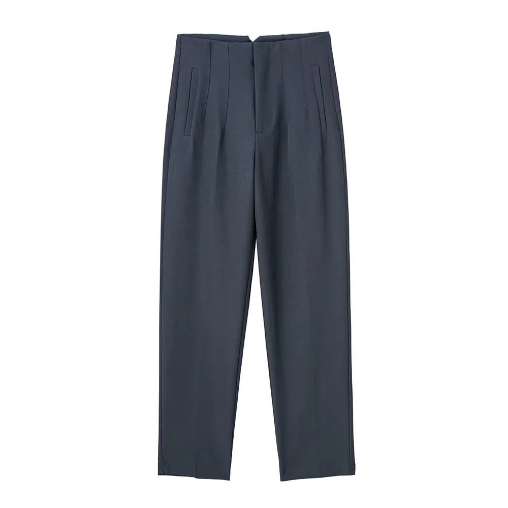 Damen Chinohose High Waist Gerade Beine Elegante Stoffhose Freizeithose