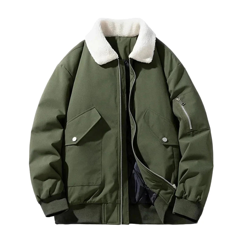 Herren Winterjacke mit Lammfellkragen – Modischer, warmer Freizeitmantel für kalte Tage
