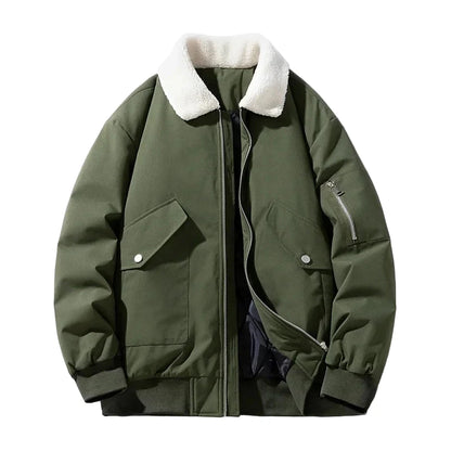 Herren Winterjacke mit Lammfellkragen – Modischer, warmer Freizeitmantel für kalte Tage