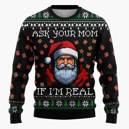 Herren Weihnachtspullover Lustig – Ugly Christmas Sweater mit Santa Claus Motiv und Spruch