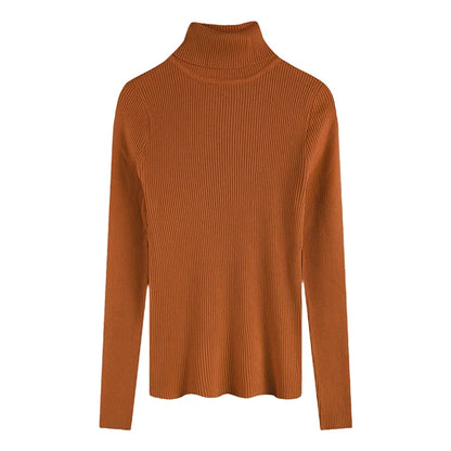 Damen Rollkragenpullover Rippstrick Slim Fit Langarm