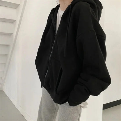 Unisex Oversize Kapuzenjacke mit Reißverschluss – Bequemer Kapuzenpullover mit Bauchtasche