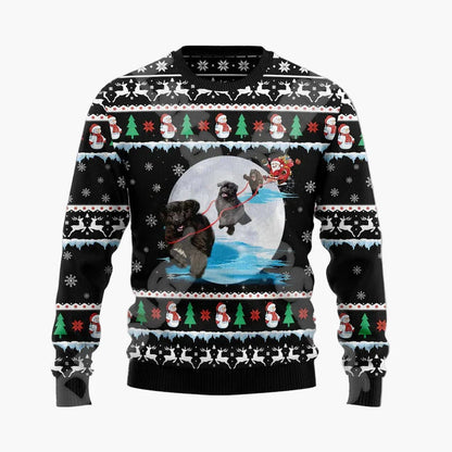 Herren Lustiger Weihnachts-Pullover mit Santa auf dem Schornstein – Ugly Christmas Sweater für Weihnachten & Party
