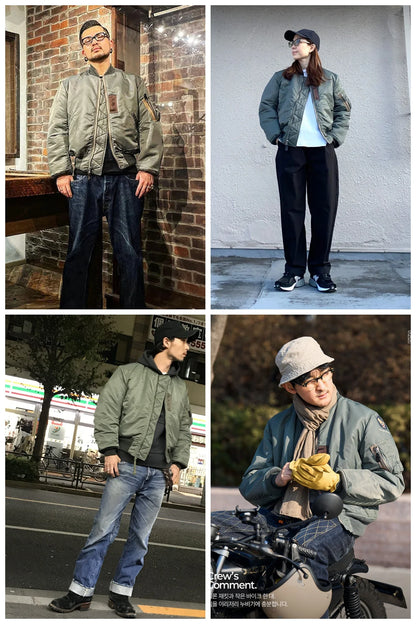 Herren Bomberjacke Militär-Stil mit Ärmeltasche Khakigrün