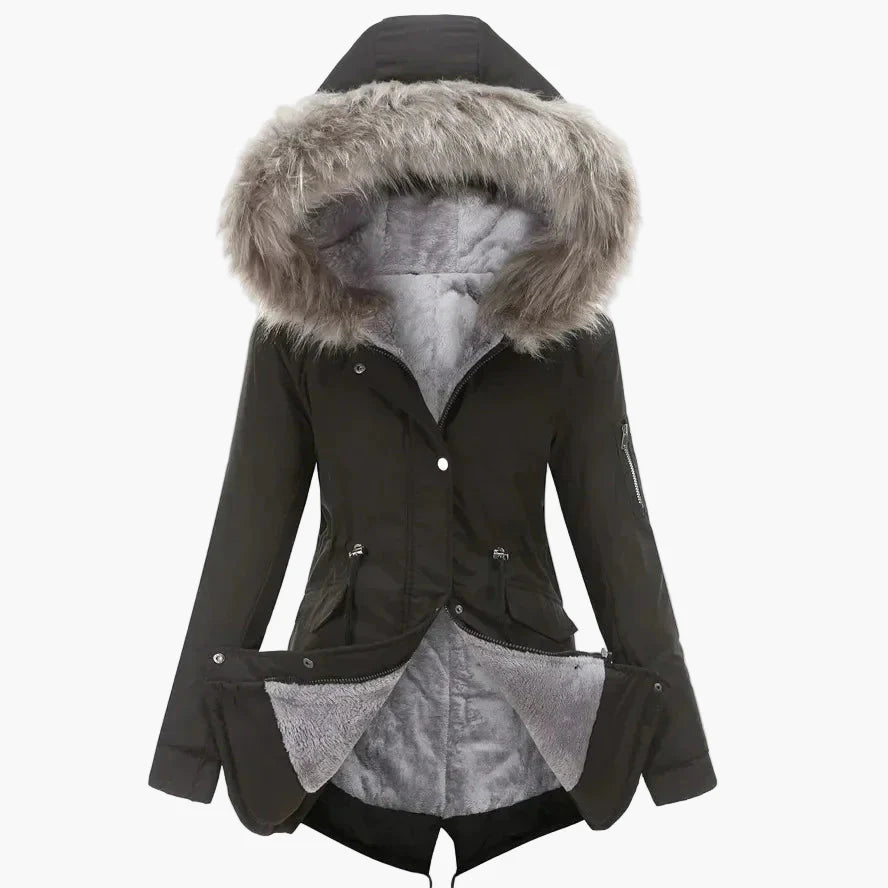 Damen Winterparka mit Kapuze und Kunstfell – Stilvoller Mantel für kalte Tage