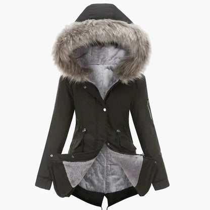 Damen Winterparka mit Kapuze und Kunstfell – Stilvoller Mantel für kalte Tage