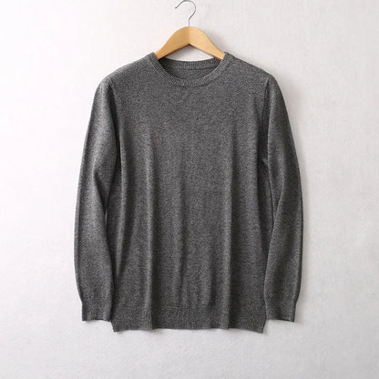 Unisex Langarm-Pullover mit Rundhalsausschnitt Feinstrick Grau Schwarz Braun