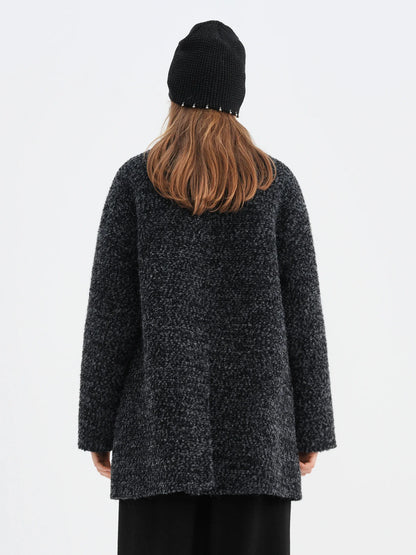 Kurzer Tweed-Mantel Damen Zweireihig Anthrazit
