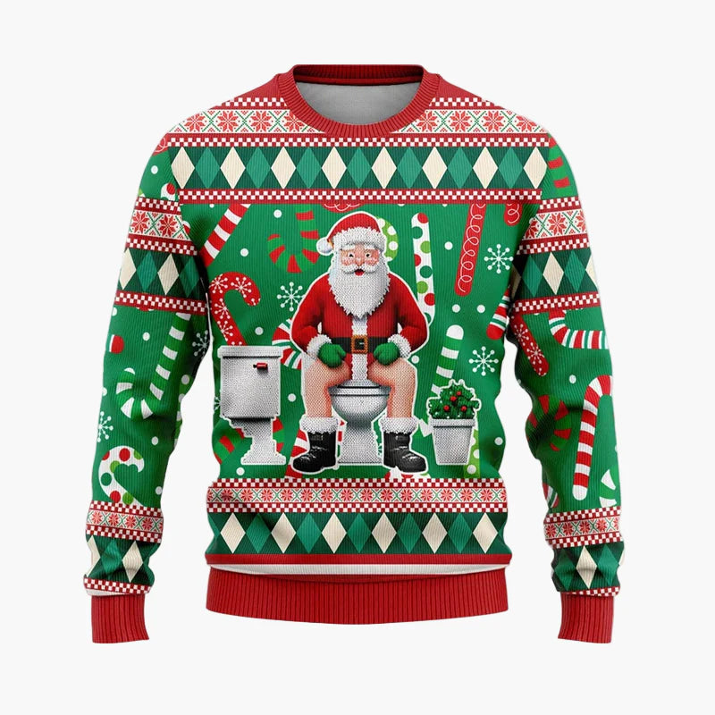 Herren Ugly Christmas Sweater Hip Hop Santa – Lustiger Weihnachtspullover für Partys