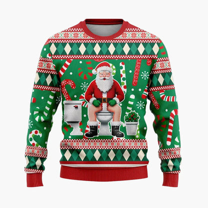 Herren Ugly Christmas Sweater Hip Hop Santa – Lustiger Weihnachtspullover für Partys