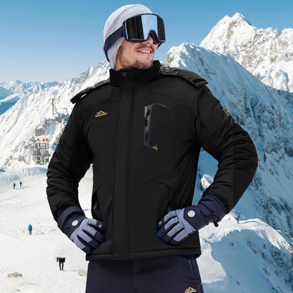 Herren Winterjacke Wasserdicht Skijacke mit Kapuze Outdoor Jacke Warm