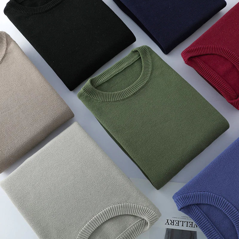 Herren Rundhals Pullover Strickpullover Langarm Feinstrick