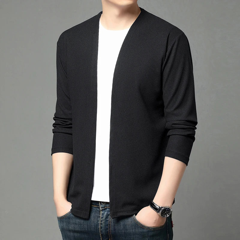 Herren Cardigan Strickjacke Langarm V-Ausschnitt Leichte Freizeit-Oberteil