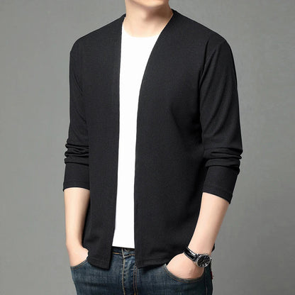 Herren Cardigan Strickjacke Langarm V-Ausschnitt Leichte Freizeit-Oberteil
