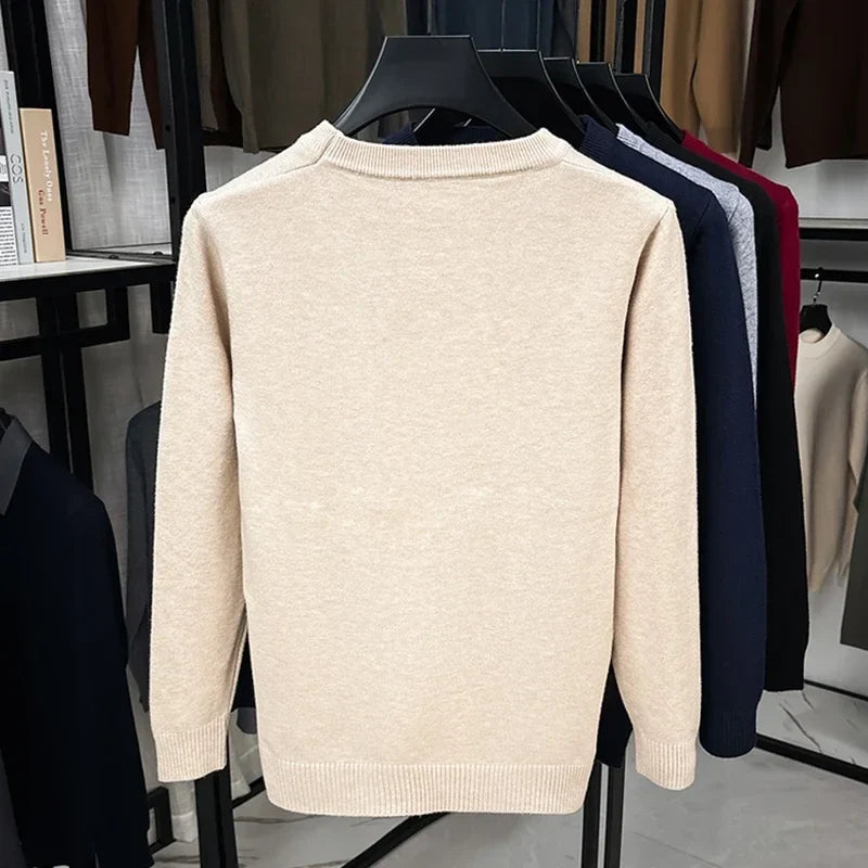 Unisex Langarm Pullover Rundhalsausschnitt Feinstrick Bequem