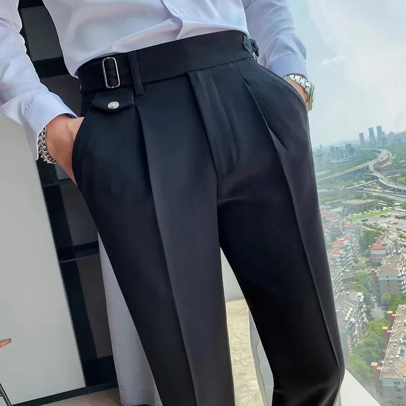 Herren Anzughose Slim Fit Bundfalten Elegant Schmale Passform