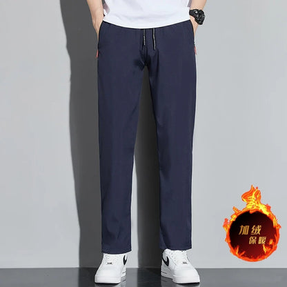 Herren Freizeithose Schwarz mit Kordelzug und Reißverschlusstaschen
