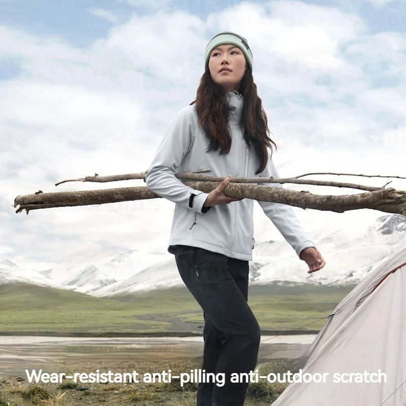 Unisex Outdoorjacke mit Kapuze und Reißverschluss, Schwarz oder Hellgrau