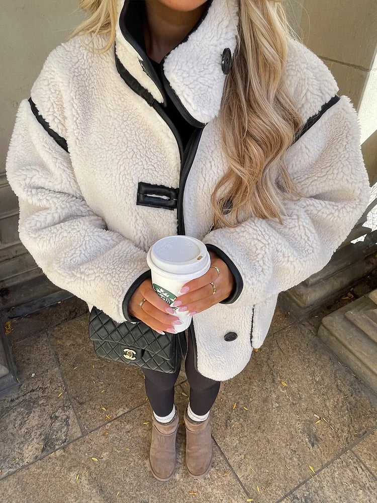 Damen Teddy Oversize Mantel – Modischer Wintermantel im Streetstyle für Alltag und Freizeit