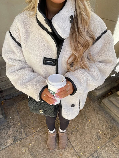 Damen Teddy Oversize Mantel – Modischer Wintermantel im Streetstyle für Alltag und Freizeit